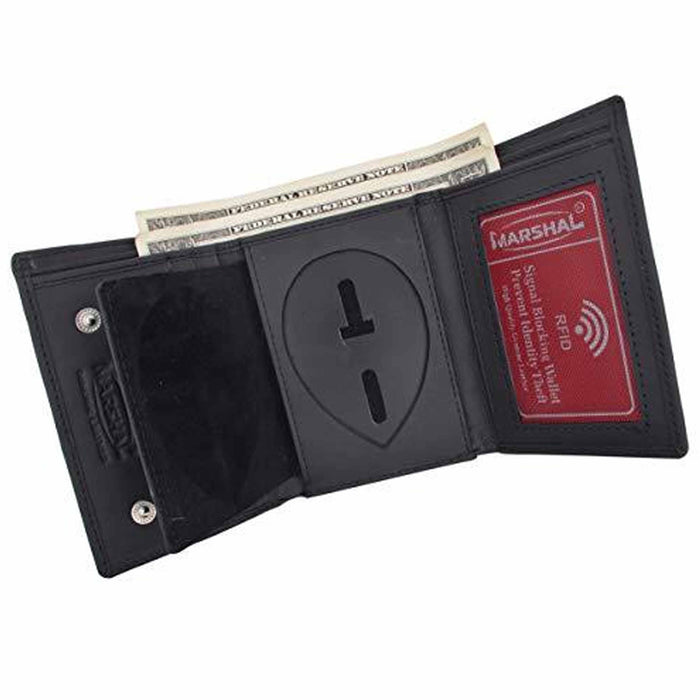 Eagle Top Badge Wallet Police Shield Security Style RFID Hidden Badge Leather Bk