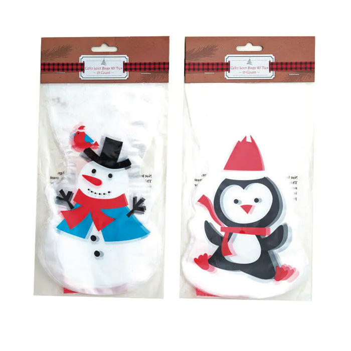 15 Christmas Party Bags Cello Baggies Loot Favor Treat Xmas Goody Candy Stuffer