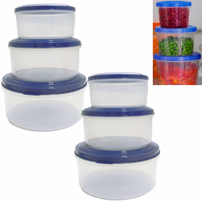 6 Pc Round Food Storage Containers Meal Prep Lunch Box W/ Lids Freezer BPA Free