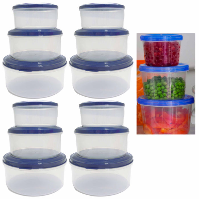 12 Microwave Food Storage Containers Nesting Lid Fridge Freezer 550ml 850ml 1.3L