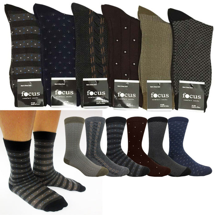 3 Pairs Men's Multi Color Dress Socks Crew Print Work Casual Fashion Size 10-13
