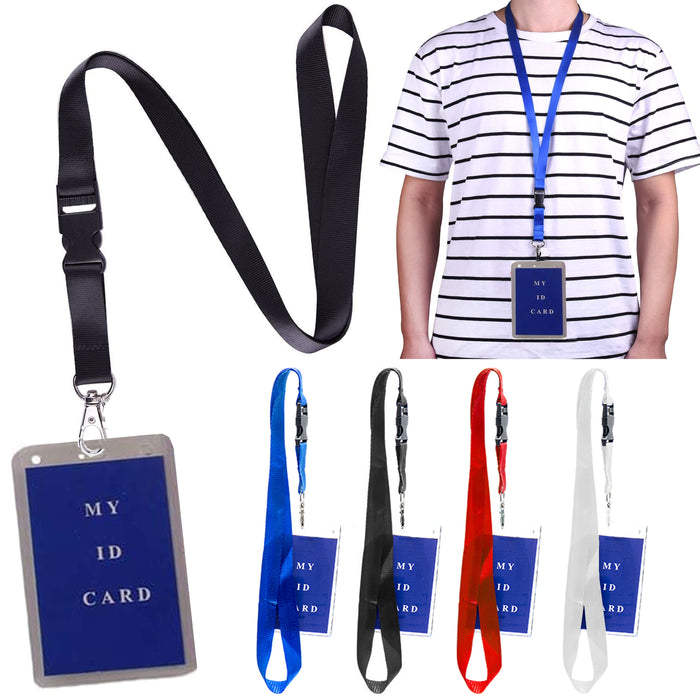 4 Pc ID Name Badge Card Holder Neck Strap Clear Case Lanyard Vertical AllTopBargains 4 Pc ID Name Badge Card Holder Neck Strap Clear Case Lanyard Vertical AllTopBargains