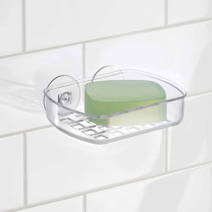 2 Pc Soap Bar Tray Dish Suction Cup Draining Shower Rack Bathroom Holder Saver