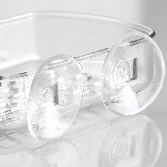 4 Clear Soap Dish Suction Cup Drain Holder Bar Saver Tray Bathroom Shower Rack