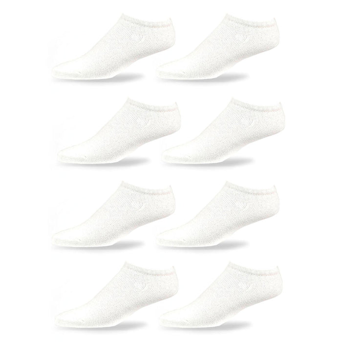 4 Pair Men Cushioned Sport Socks No Show Crew Athletic Basketball Size 10-13 WHT