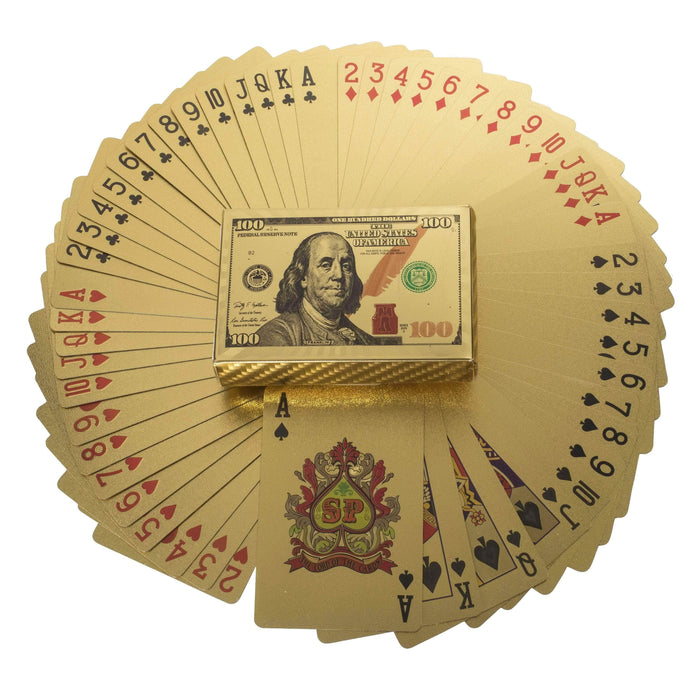 2 Decks Luxury 24K Gold Foil Poker Playing Cards Waterproof Plastic Set Gift