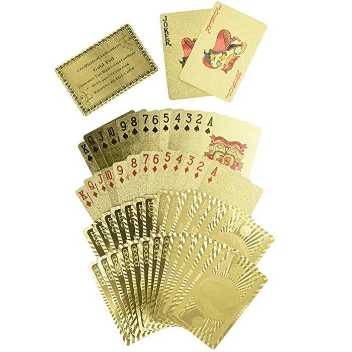 2 Decks Gold Playing Cards Certified 24k Foil Plated Card Poker Spades US Dollar