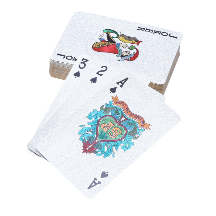 2 Pk Waterproof Playing Cards Standard Decks of Silver Foil Plastic Poker Cards