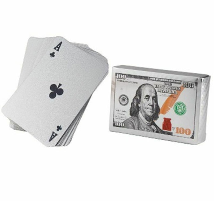 2 Pk Waterproof Playing Cards Standard Decks of Silver Foil Plastic Poker Cards