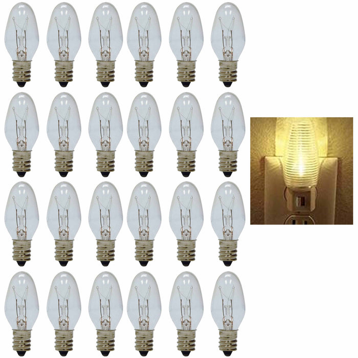 24 Clear Night Light Bulbs 4 Watt Lighting 120V Lamp Candelabra Base Replacement