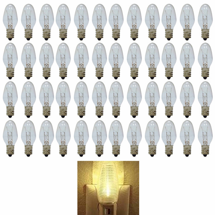 48 Clear Night Light Bulbs 4 Watt Lighting 120V Lamp Candelabra Base Replacement