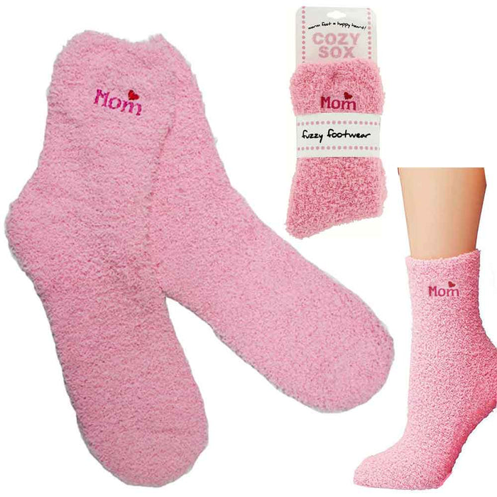 1 Pair Mom Cozy Plush Socks Women Mothers Day Gift Mommy Soft One Size Warm Pink