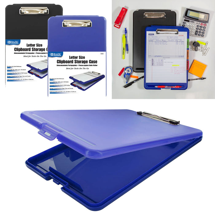1 Clipboard Storage Case Document Holder Folder Low Profile Clip Letter Paper