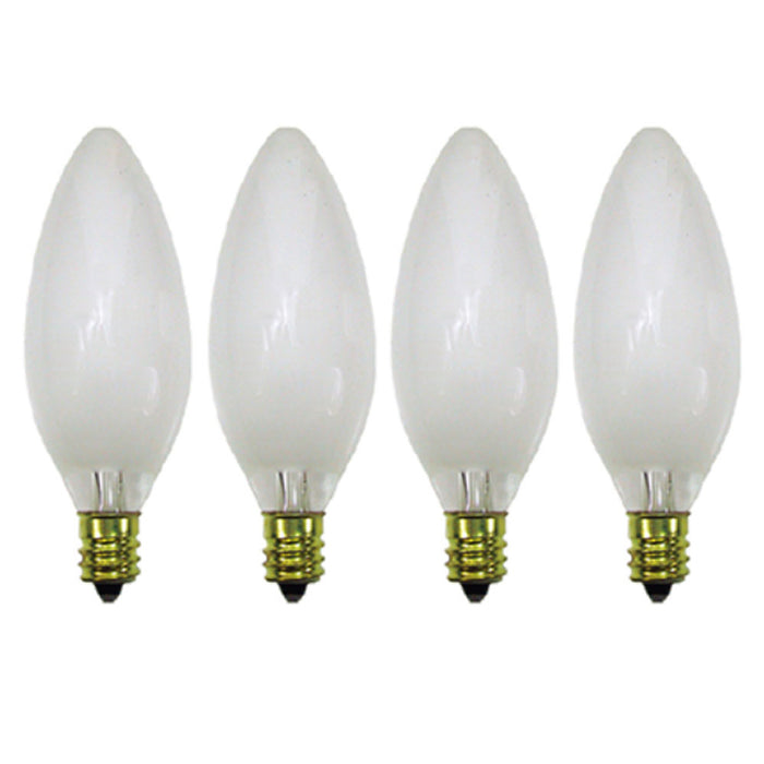 4 Frosted 40W Candelabra Night Light Bulbs 120V Torpedo Lamp Chandelier Sconce