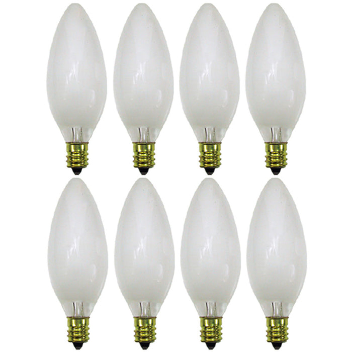 8 Frosted Night Light Bulbs 40W 120V Replacement Lamp Torpedo Candelabra Base