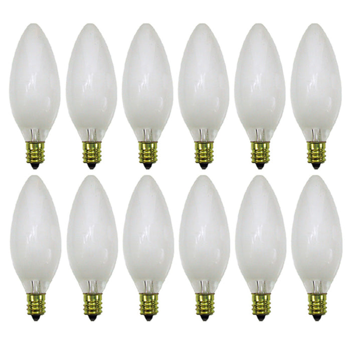 12 Pc Night Light Bulbs Frosted Candelabra Torpedo 120V Decor Chandelier 40 Watt