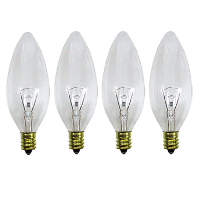 4 Clear 60 Watt Candelabra Night Light Bulbs 120V Torpedo Lamp Chandelier Sconce