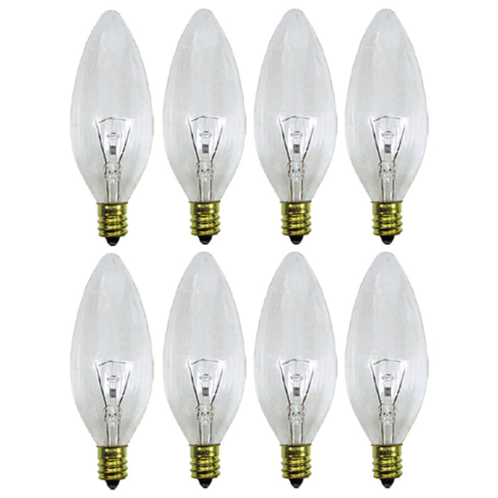 8 Clear Night Light Bulbs 60 Watt 120V Replacement Lamp Torpedo Candelabra Base