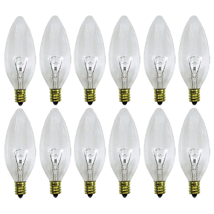 12 Night Light Bulbs Clear Candelabra Torpedo 120V Decor Chandelier 60 Watt E12
