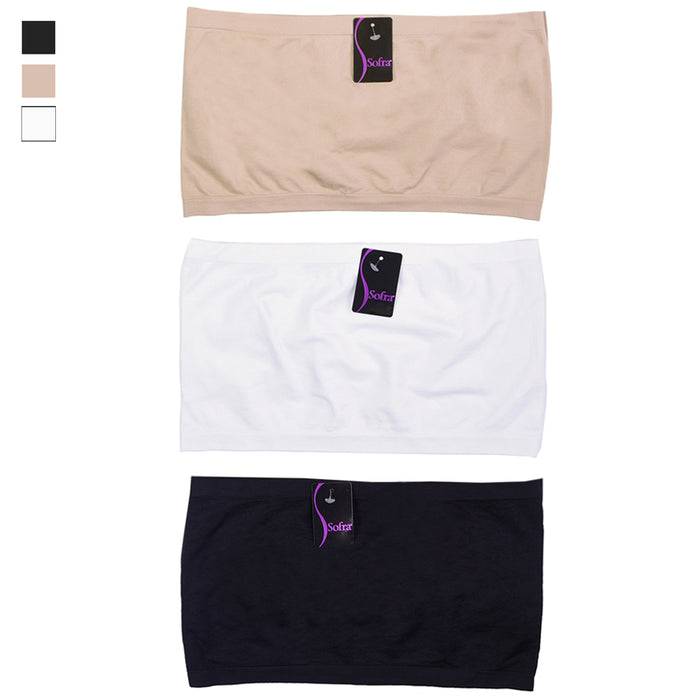 3 Pc Seamless Spandex Bandeau Bra Cropped Tube Top Strapless Layering Tank Yoga