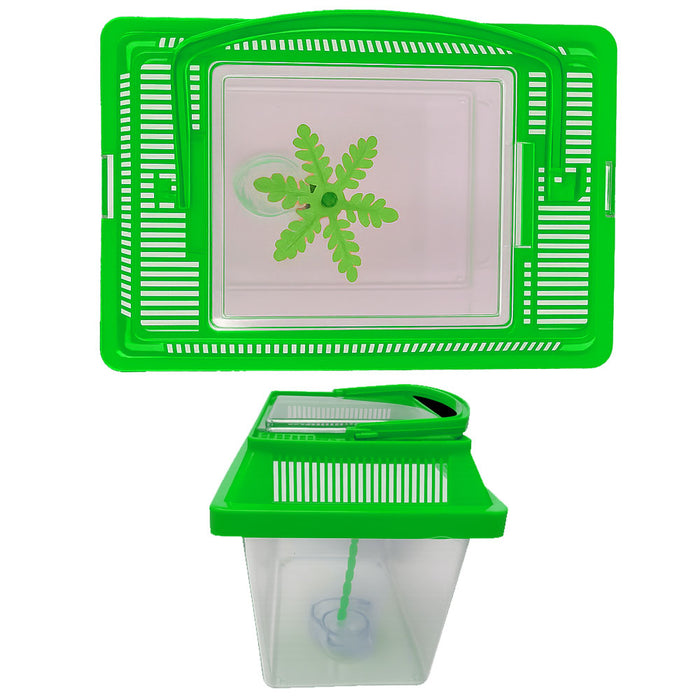 4 Aquarium Mini Fish Tank Plastic Fish Box Breeding Case Shrimp Turtle Goldfish