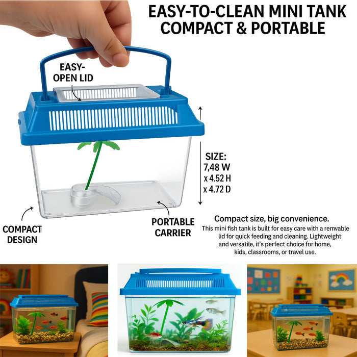 4 Aquarium Mini Fish Tank Plastic Fish Box Breeding Case Shrimp Turtle Goldfish