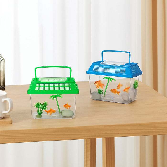 4 Aquarium Mini Fish Tank Plastic Fish Box Breeding Case Shrimp Turtle Goldfish