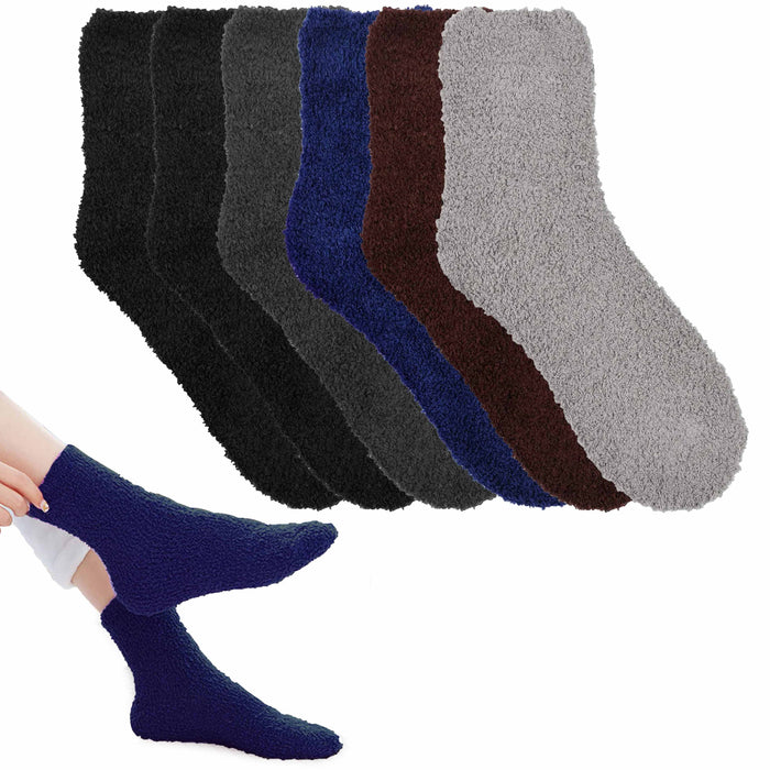 3Pair Unisex Fuzzy Socks Warm Winter Fluffy Cozy Slipper Fleece Socks Gift 10-13