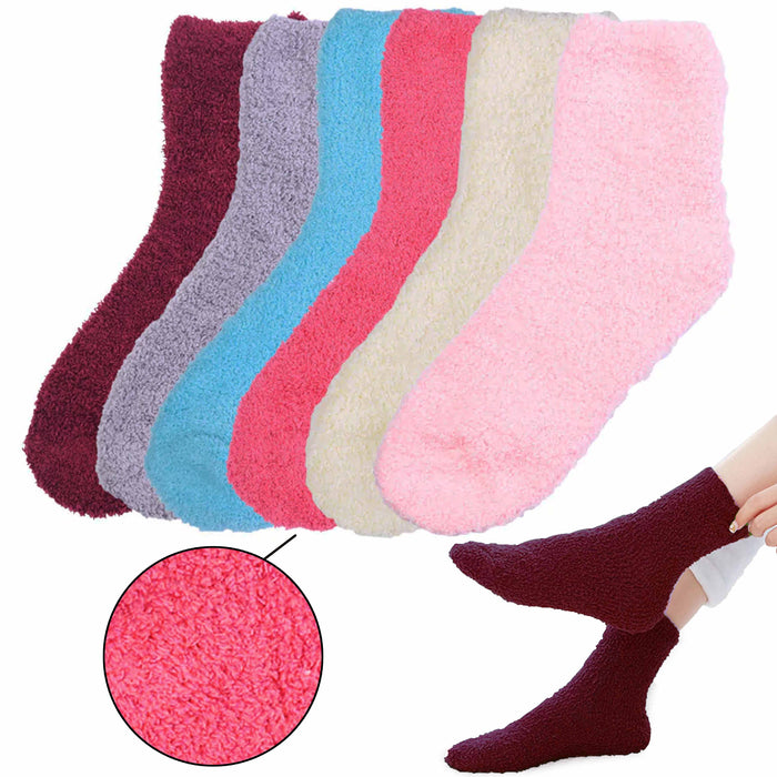 3 Pairs Womens Plush Fuzzy Soft Slipper Socks Girls Pastel Colors Cozy Warm 9-11