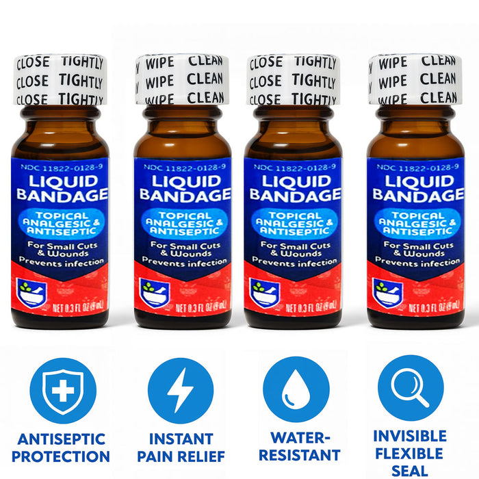 4 Pack Liquid Bandage 0.3 fl oz Antiseptic Analgesic Waterproof Invisible Seal