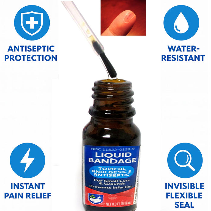 4 Pack Liquid Bandage 0.3 fl oz Antiseptic Analgesic Waterproof Invisible Seal