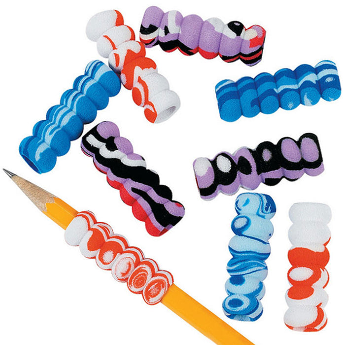 8 PC Cushion Pencil Grips Pen Comfort Soft Sponge Groovy Foam School Handwriting