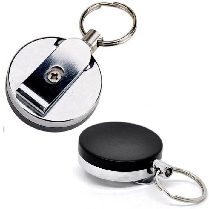 12 Pc Retractable ID Card Badge Metal Reel Recoil Pull Key Ring Belt Clip Holder