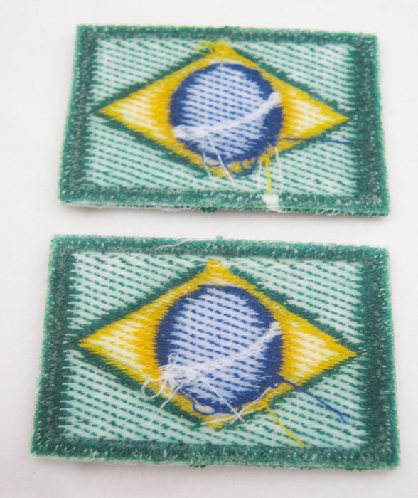 2 Brazil Flag Patches Embroidered Iron-On Patch Emblem Applique Badge Soccer New