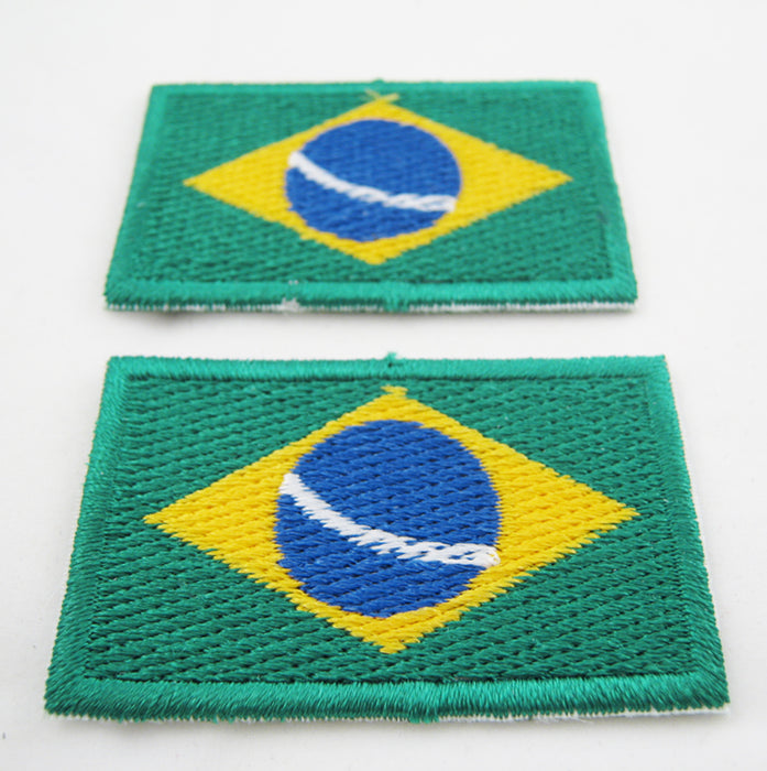 2 Brazil Flag Patches Embroidered Iron-On Patch Emblem Applique Badge Soccer New