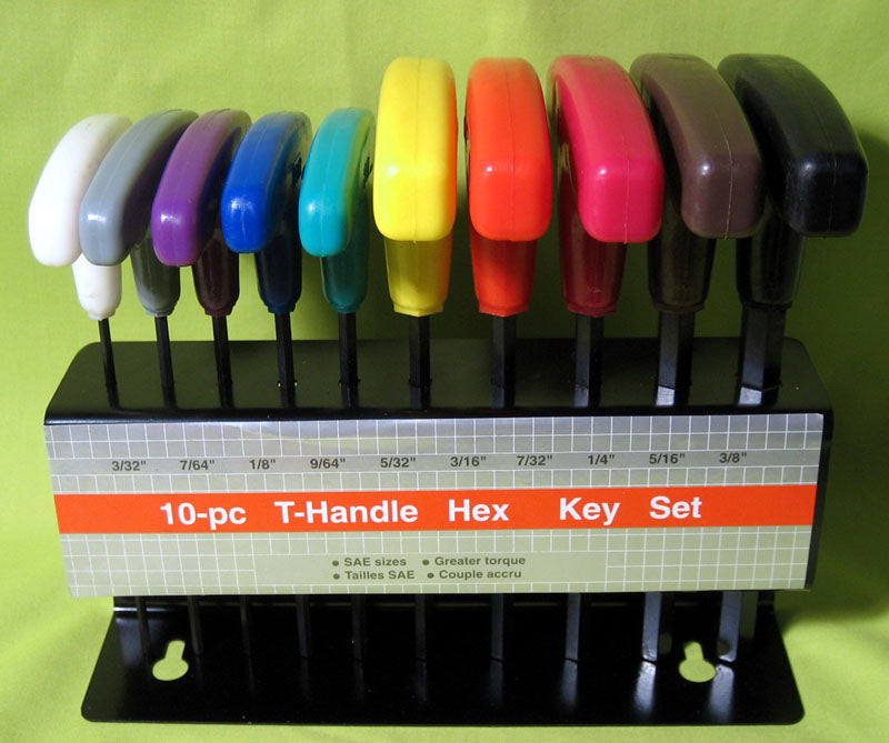 10 Piece Sae T Handle Grip Hex Key Long Standard Size Allen Wrench Hand Tool New