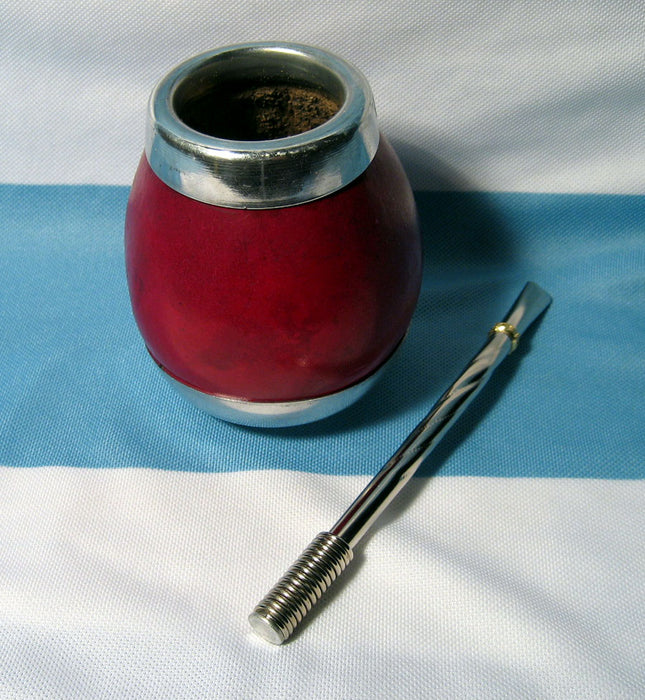 ARGENTINA WORLD CHAMPION 1978 1986 2022 CLASSIC MATE GOURD YERBA TEA CUP WITH STRAW BOMBILLA GAUCHO HANDMADE NEW 0043