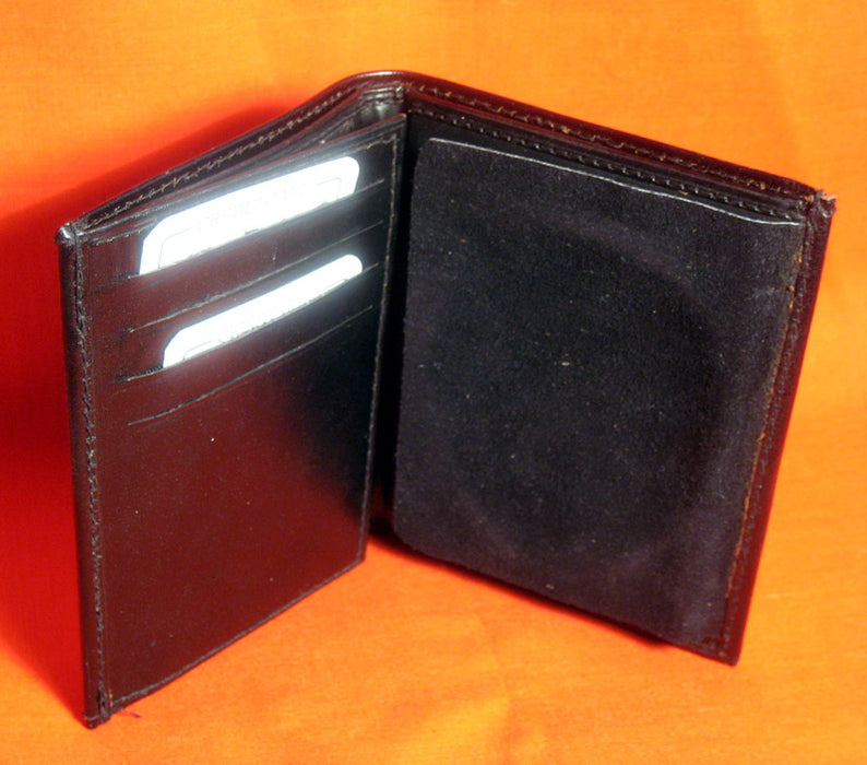 ID Badge Holder Real Leather Wallet Fire Investigator Shield Black Bifold Money