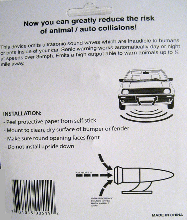 2 Deer Warning Whistle Animal Sonic Alert Device Car Safety Wildfire Camping New