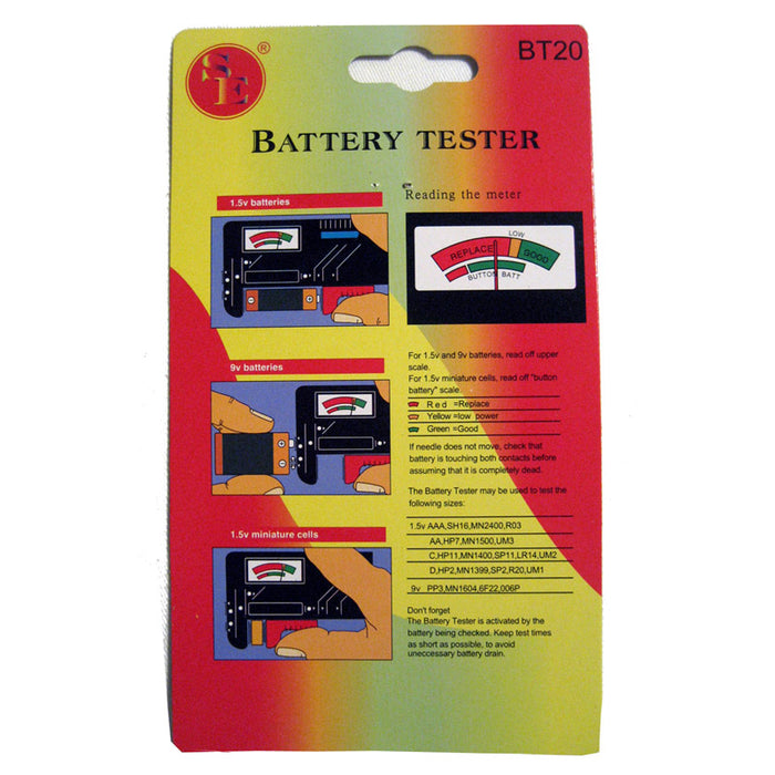 2 X Battery Voltage Tester AA/AAA/C/D/9V Universal Button Cell Load Power Check