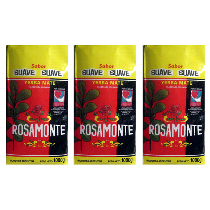 Yerba Mate Rosamonte Suave x 3 KG Argentina Tea Herbal Leaf Loose Bag 6.6 lb New