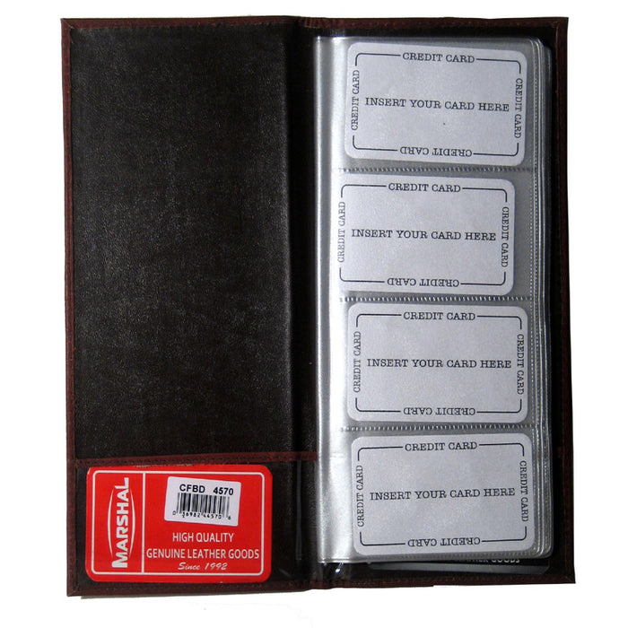 Genuine Leather Business Card Holder Organizer Holds 96 Cards Burgundy Office !!