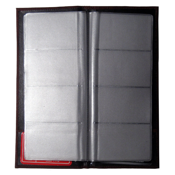 Genuine Leather Business Card Holder Organizer Holds 96 Cards Burgundy Office !!