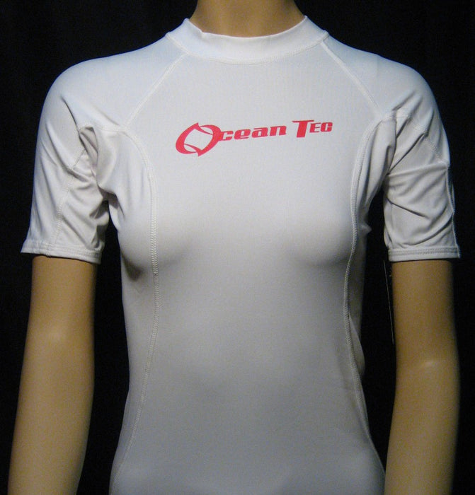 Women Short Sleeve Rash Guard Surfing Shirt Swimwear SPF 50+ Protection White XS