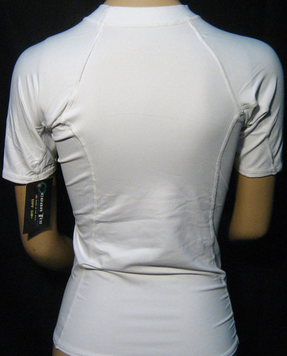 Women Short Sleeve Rash Guard Surfing Shirt Swimwear SPF 50+ Protection White XS