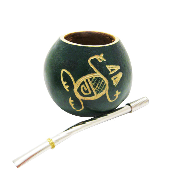 Mate Gourd Yerba Cup With Bombilla Straw Kit Artesian Handmade Argentina Drink