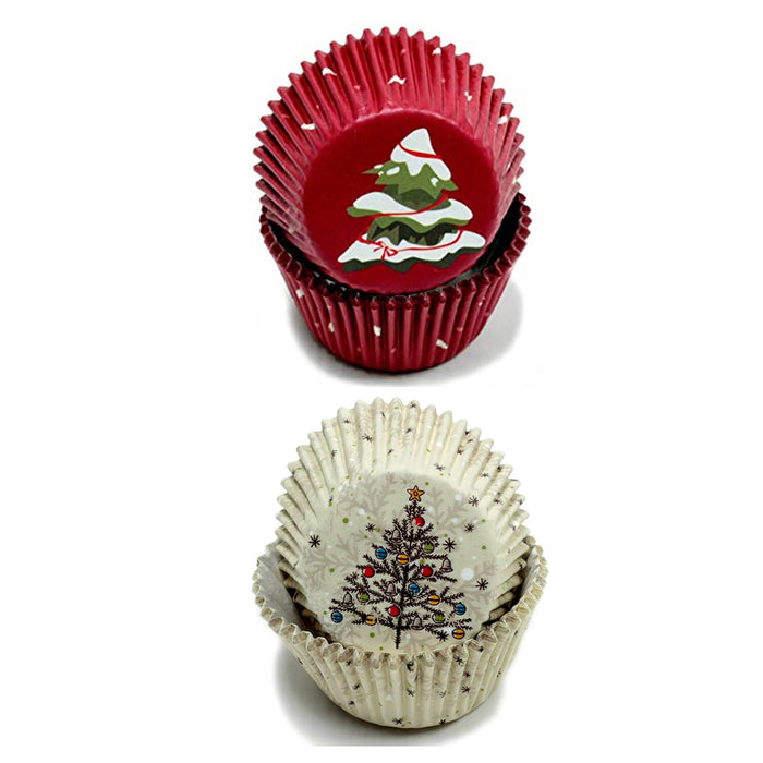 100X Holiday Cupcake Liners Christmas Tree Cake Muffin Baking Cups Party Dessert
