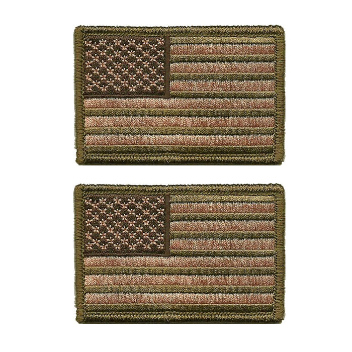 2 x USA PATCH AMERICAN FLAG TACTICAL US MORALE MILITARY DESERT FASTEN EMBLEM