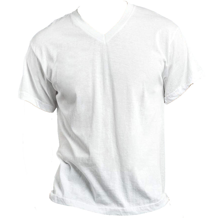 3 Mens White V-Neck T-Shirt 100% Cotton Undershirt Comfort Soft Tee Tagless Sz L