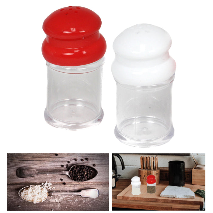 2PC Salt & Pepper Shakers Set Modern Spices Jar BPA Free Plastic Kitchen Camping